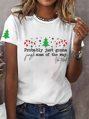 Women's Funny Christmas Probably Just Gonna Jingle Some of the Way, I'm Tired Short Sleeve T-Shirt
