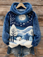 Women's Christmas Snow Scene Plush Casual Top