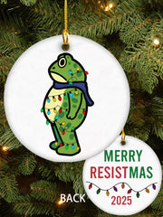 Merry Resistmas Portland Frog Printed Acrylic Decorative Ornament