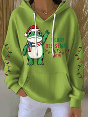 Women's Merry Resistmas Portland Frog Printed Hoodie