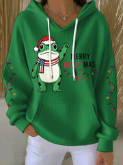 Women's Merry Resistmas Portland Frog Printed Hoodie