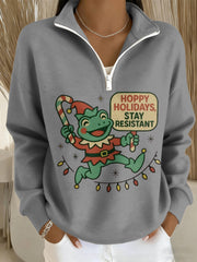 Women's Merry Resistmas Portland Frog Printed Sweatshirt