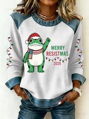 Women's Merry Resistmas Portland Frog Printed Sweatshirt