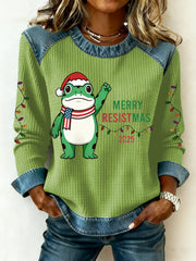 Women's Merry Resistmas Portland Frog Printed Sweatshirt