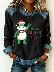 Women's Merry Resistmas Portland Frog Printed Sweatshirt