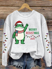 Women's Merry Resistmas Portland Frog Printed Sweatshirt