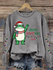 Women's Merry Resistmas Portland Frog Printed Sweatshirt