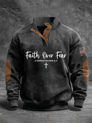 Men's Faith Over Fear Four-button Hoodie