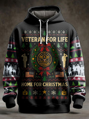 Men's Funny Veteran Christmas Printed Hoodie