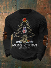 Men's Funny Veteran Christmas Printed Waffle Tops
