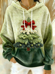 Women's Christmas Tree Art Print Flannel Hoodie