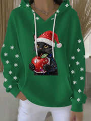 Women's Christmas Print Casual Hoodie