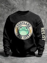 Men's Portland Hop City Resist Frog Print Crew Neck Sweatshirt