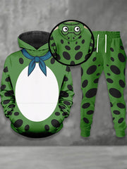 Men's Casual Resist Frog Print Hoodie And Pants Set