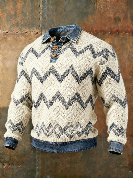 Men's Autumn and Winter Denim Collar Top