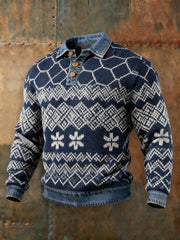 Men's Autumn and Winter Denim Collar Top