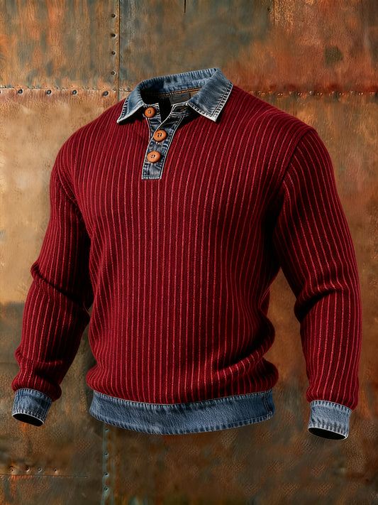 Men's Autumn and Winter Denim Collar Top