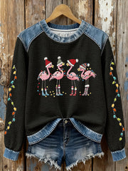 Women's Christmas Flamingo Print Casual Top