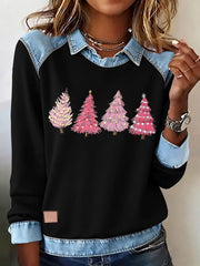 Women's Christmas Tree Print Casual Top