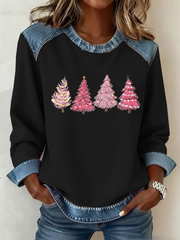 Women's Christmas Tree Print Casual Top