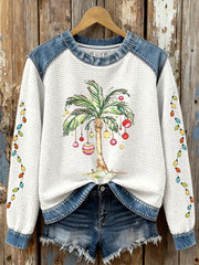 Women's Christmas Palm Tree Print Casual Top