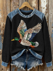 Women's Wild Duck Flying Waffle Sweatshirts