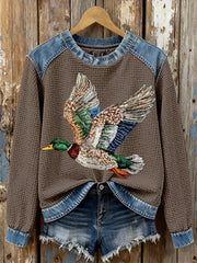 Women's Wild Duck Flying Waffle Sweatshirts