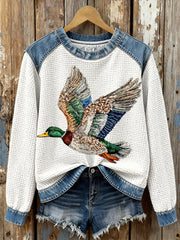 Women's Wild Duck Flying Waffle Sweatshirts