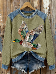 Women's Wild Duck Flying Waffle Sweatshirts