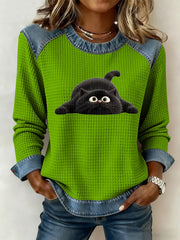 Women's Funny Black Cat Sweatshirt