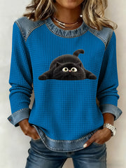 Women's Funny Black Cat Sweatshirt