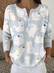 Women's Cute Animal Print Knit Top