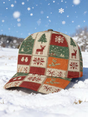 Unisex Christmas Contrast Patchwork 3D Print Hat
