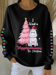 Women's I Want A Hippopotamus For Christmas Casual Sweatshirt