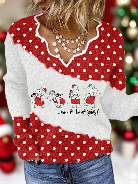 Women's Funny Hippo Holiday That's It I'm Not Going Christmas Top