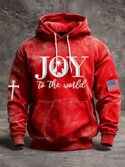 Men's Joy To The World Printed Casual Hoodie