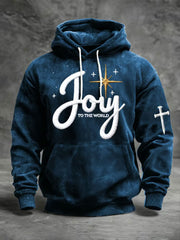 Men's Joy To The World Printed Casual Hoodie