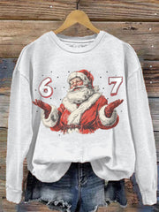 Women's Funny 67 Six Seven Meme Christmas Print Sweatshirt