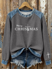 Women's Christmas Cross Print Casual Top