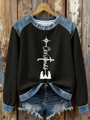 Women's Christmas Cross Print Casual Top