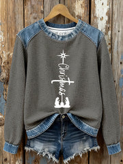 Women's Christmas Cross Print Casual Top