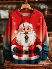Men's Vintage Christmas Santa Claus Art Print Imitation Sweater