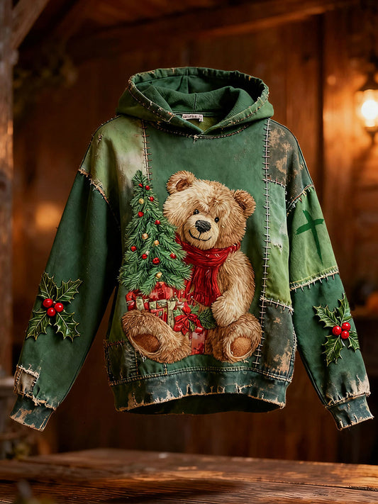 Women's Christmas Bear Print Hoodies