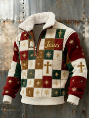 Men's Casual Faith Retro Textured Zip-up Hoodie