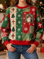 Women's Christmas Cat Print Sweatshirts