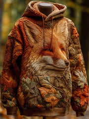 Men's Fox Art Print Casual Hoodie