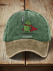 Unisex Huzzah Frog Embroidered Hat