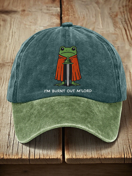 Unisex I'm Burnt Out M'Lord Frog Embroidered Hat