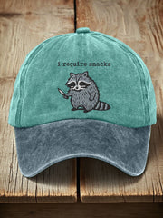 Unisex Funny Raccoon Embroidered Vintage Hat