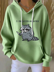 Women's Funny Raccoon Embroidered Hoodie